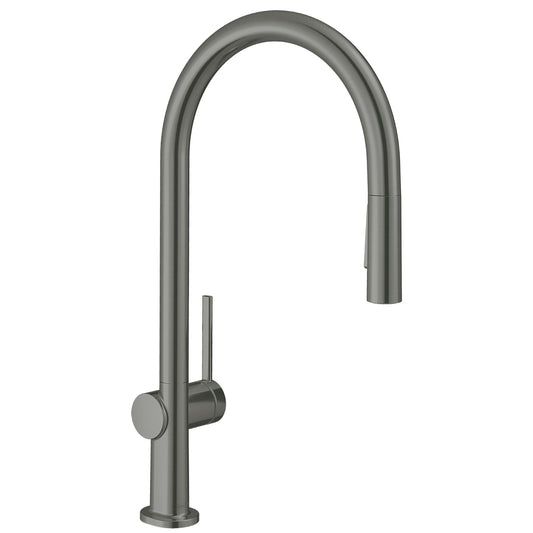 HANSGROHE 72800341 Talis N HighArc Kitchen Faucet, O-Style, 2-Spray Pull-Down, 1.75 GPM in Brushed Black Chrome