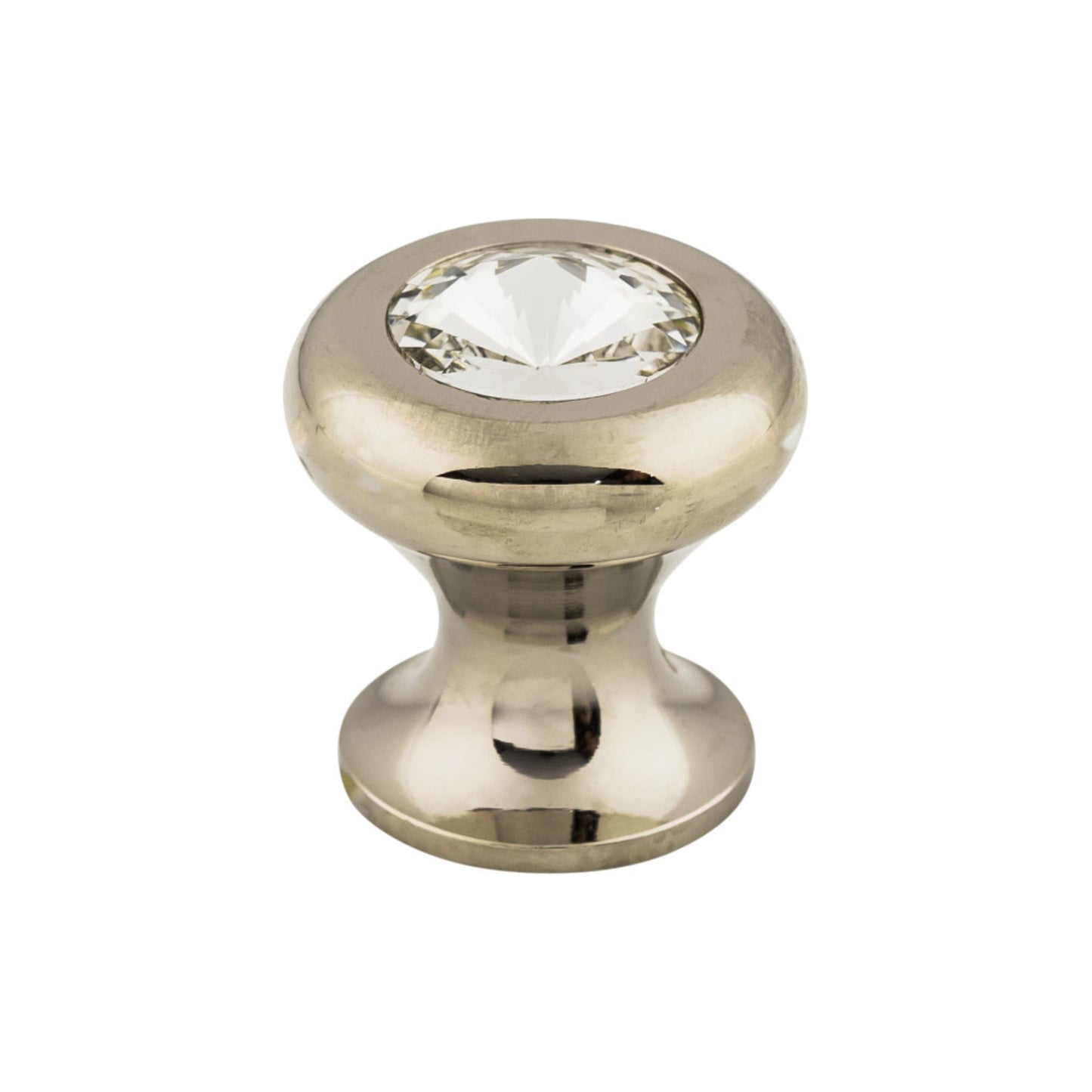 TOP KNOBS TK845PN Hayley Crystal  Clear 15/16" Diameter Round Knob , Polished Nickel