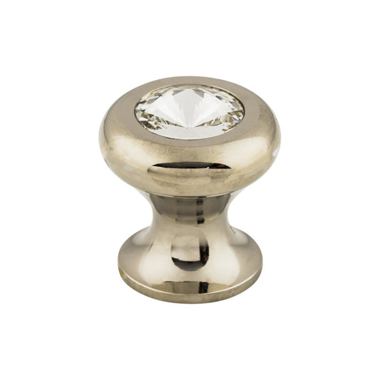 TOP KNOBS TK845PN Hayley Crystal  Clear 15/16" Diameter Round Knob , Polished Nickel