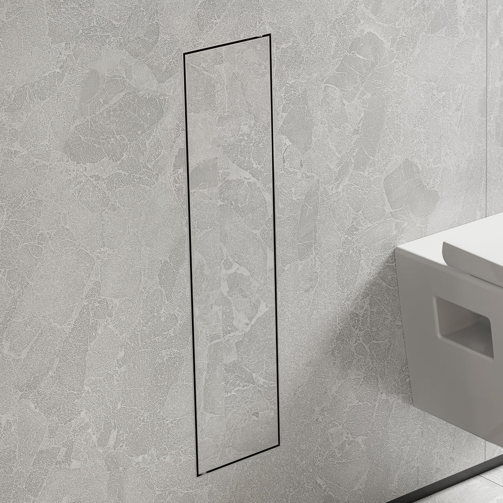 HANSGROHE 56060800 XtraStoris Rock Recessed Toilet Brush Holder with Shelf & Tileable Door - Brushed Stainless Steel