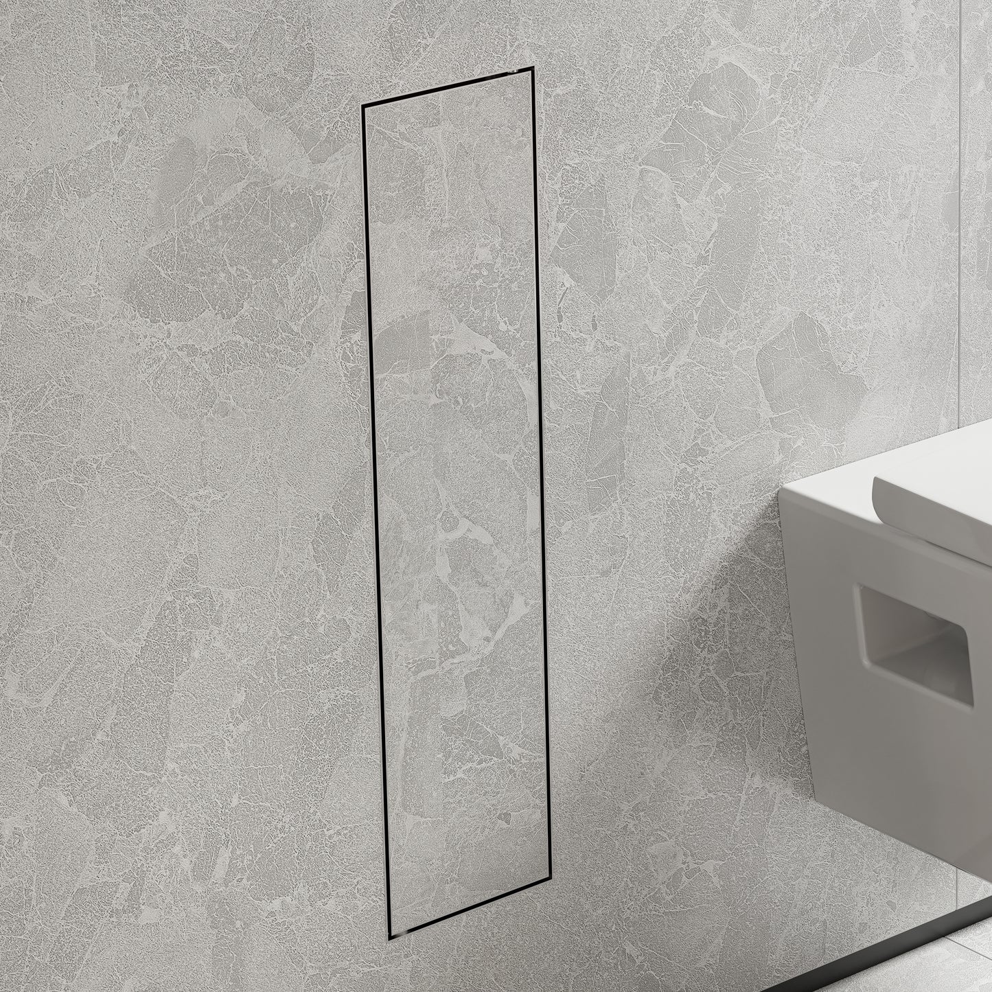 HANSGROHE 56060800 XtraStoris Rock Recessed Toilet Brush Holder with Shelf & Tileable Door - Brushed Stainless Steel