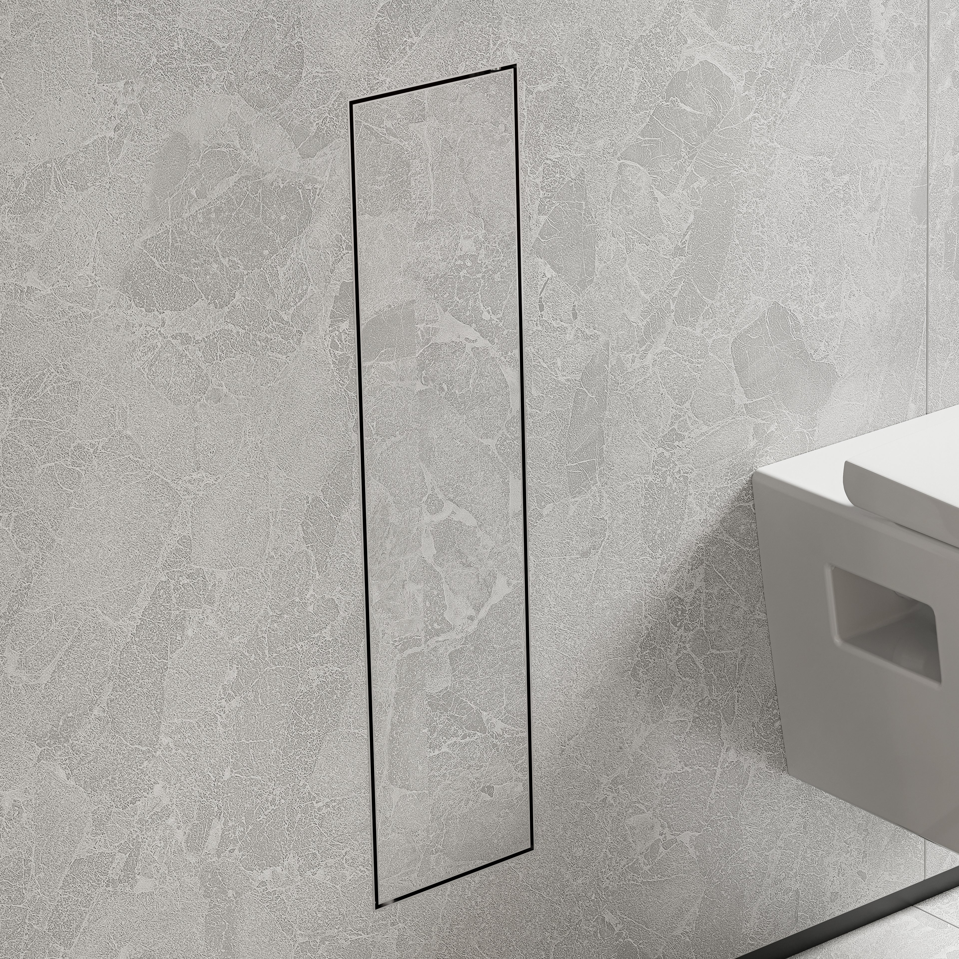 HANSGROHE 56060800 XtraStoris Rock Recessed Toilet Brush Holder with Shelf & Tileable Door - Brushed Stainless Steel
