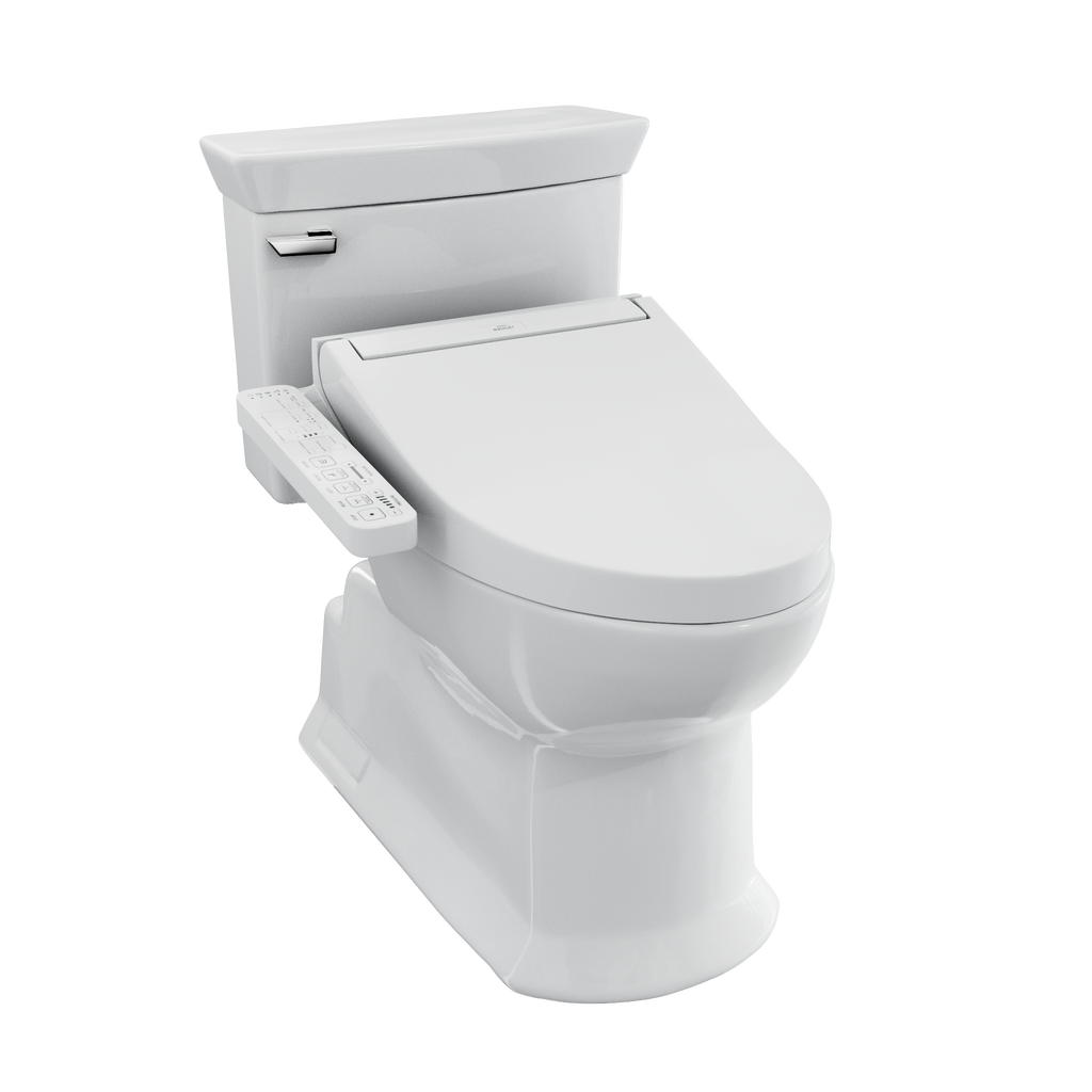TOTO MW9643074CEFG#01 Washlet+ Soiree Elongated 1.28 Gpf Universal Height Toilet With C2 Bidet Seat - Cotton White