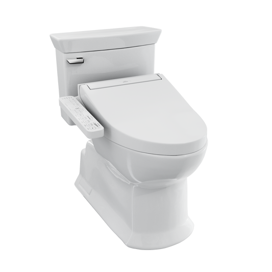 TOTO MW9643074CEFG#01 Washlet+ Soiree Elongated 1.28 Gpf Universal Height Toilet With C2 Bidet Seat - Cotton White