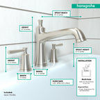 HANSGROHE 04776820 Joleena 3-Hole Roman Tub Set Trim - Brushed Nickel