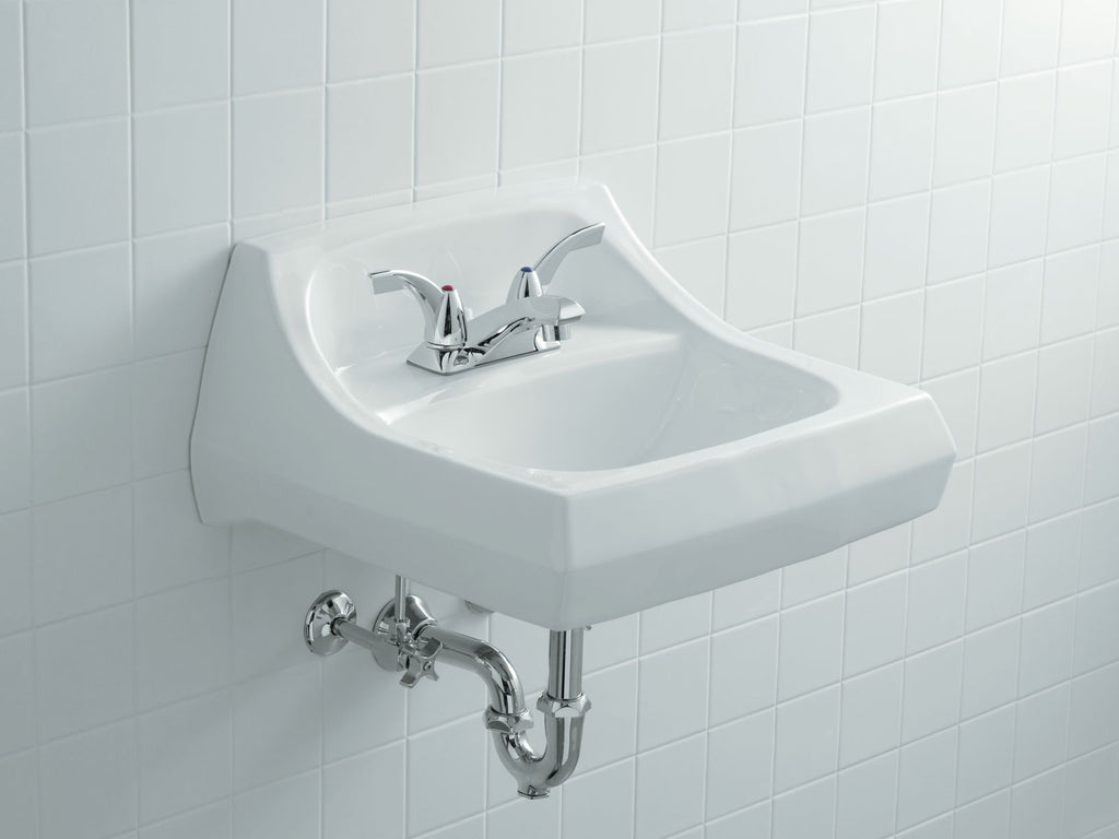 KOHLER K-2005-96 Kingston 21-1/4" X 18-1/8" Wall-Mount/Concealed Arm Carrier Bathroom Sink With 4" Centerset Faucet Holes - Biscuit