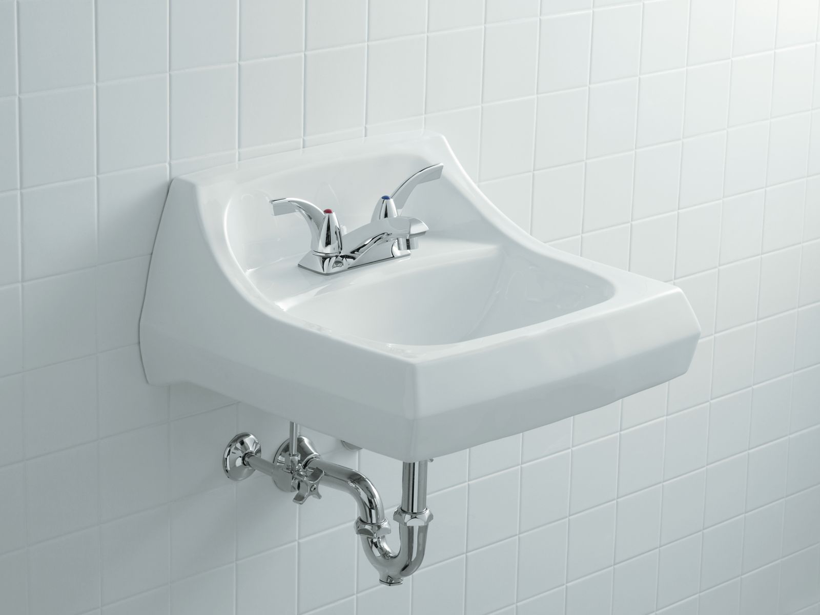 KOHLER K-2005-96 Kingston 21-1/4" X 18-1/8" Wall-Mount/Concealed Arm Carrier Bathroom Sink With 4" Centerset Faucet Holes - Biscuit