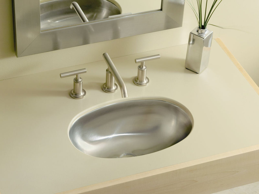 KOHLER K-2611-SU-NA Bolero 16-3/4" Oval Drop-In/Undermount Bathroom Sink, No Overflow