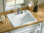 KOHLER K-5964-4-0 Mayfield 25" Top-Mount Single-Bowl Kitchen Sink - White