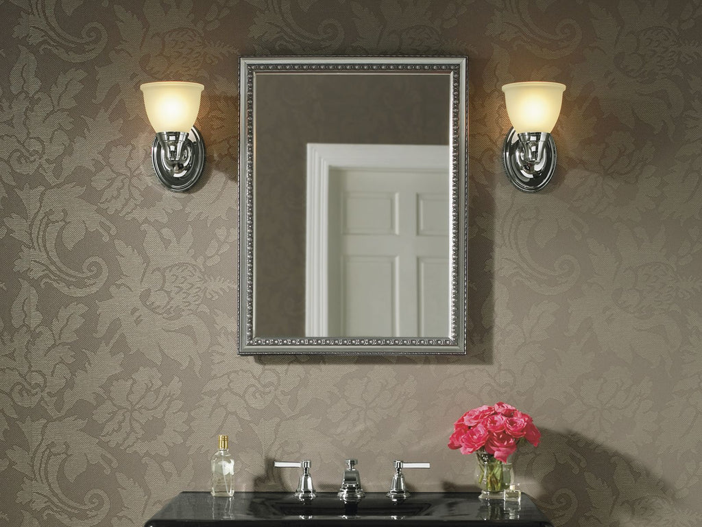 KOHLER K-CB-CLW2026SS 20" W X 26" H Aluminum Single-Door Medicine Cabinet With Decorative Silver Framed Mirrored Door