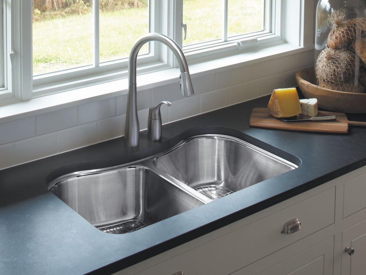 KOHLER K-647-BL Simplice Pull-Down Kitchen Sink Faucet With Three-Function Sprayhead - Matte Black