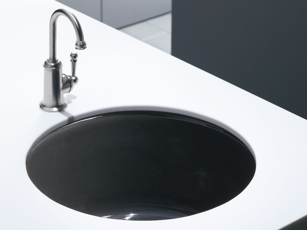 KOHLER K-6565-7 Porto Fino 18-1/2" Top-/Undermount Single-Bowl Bar Sink - Black Black