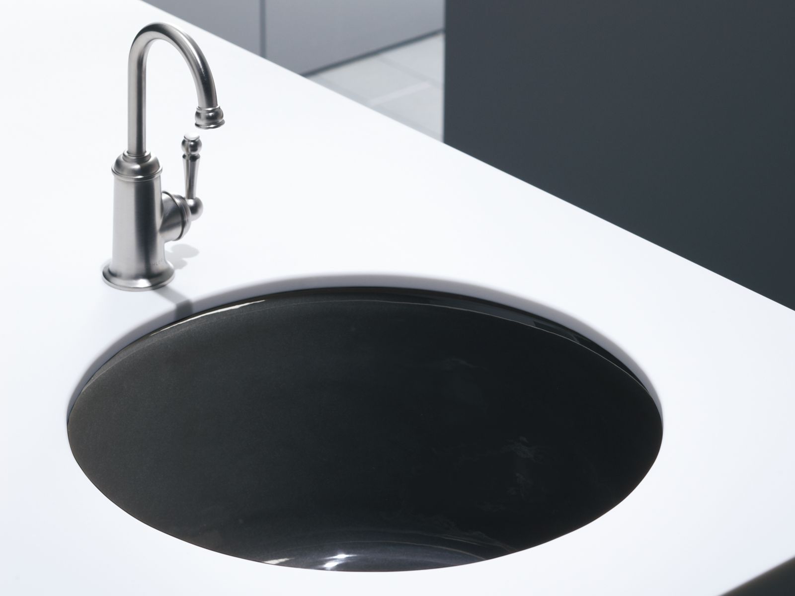 KOHLER K-6565-7 Porto Fino 18-1/2" Top-/Undermount Single-Bowl Bar Sink - Black Black