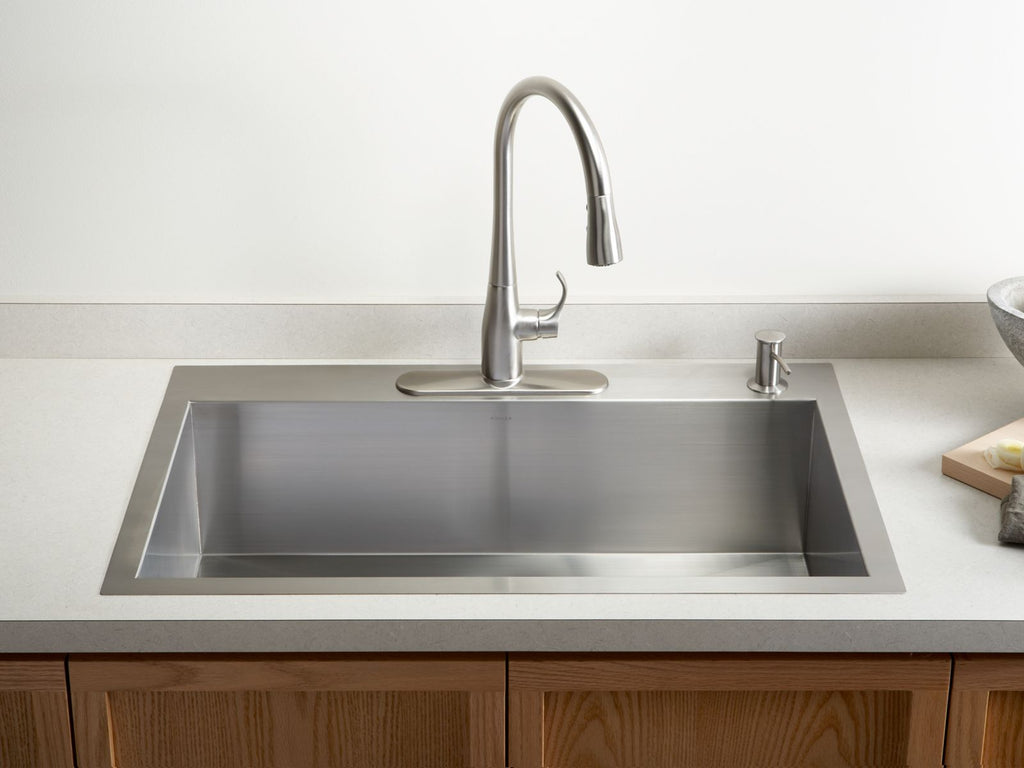 KOHLER K-3821-4-NA Vault 33" Top-/Undermount Single-Bowl Kitchen Sink - Stainless Steel