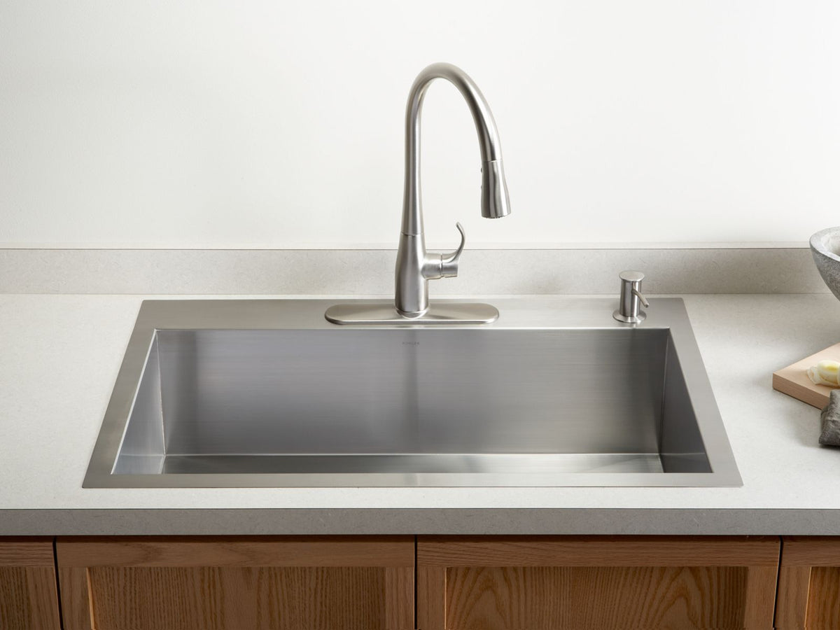 KOHLER K-3821-4-NA Vault 33" Top-/Undermount Single-Bowl Kitchen Sink - Stainless Steel