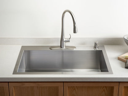KOHLER K-3821-4-NA Vault 33" top-/undermount single-bowl kitchen sink - Stainless Steel