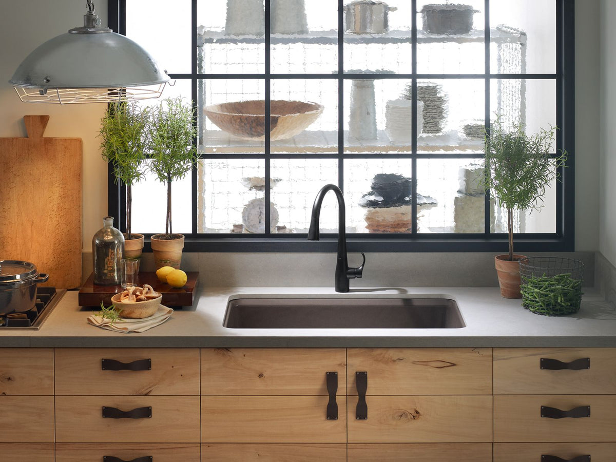 KOHLER K-5871-5UA3-TRF Riverby 33" Undermount Single-Bowl Workstation Kitchen Sink - Truffle
