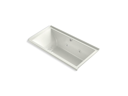 KOHLER K-1167-XHGHR-NY Underscore 60" X 30" Alcove Heated Bubblemassage Air Bath With Whirlpool, Right Drain In Dune