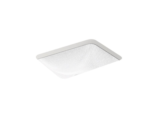 KOHLER K-29471-HD1-0 Sartorial Herringbone Caxton 20" Rectangular Undermount Vessel Bathroom Sink In White Sartorial Herringbone