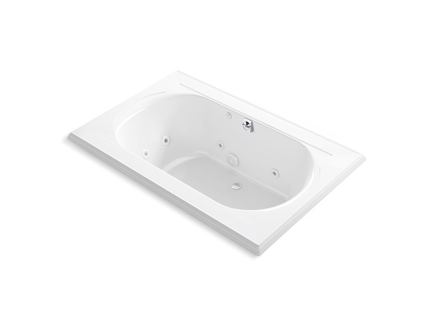 KOHLER K-1170-JHN-0 Memoirs 66" X 42" Drop-In Whirlpool Bath In White