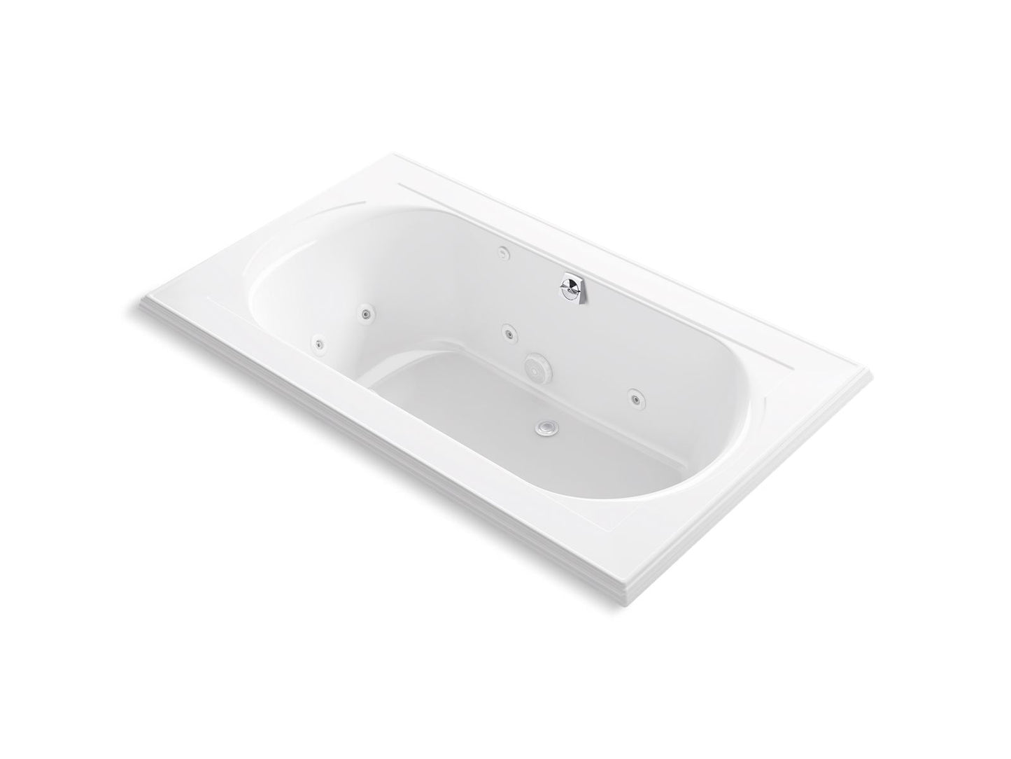 KOHLER K-1418-JHN-0 Memoirs 72" X 42" Drop-In Whirlpool Bath In White