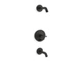 KOHLER K-T14420-3L-BL Purist Rite-Temp Bath And Shower Trim Kit With Push-Button Diverter And Cross Handle, Without Showerhead - Matte Black