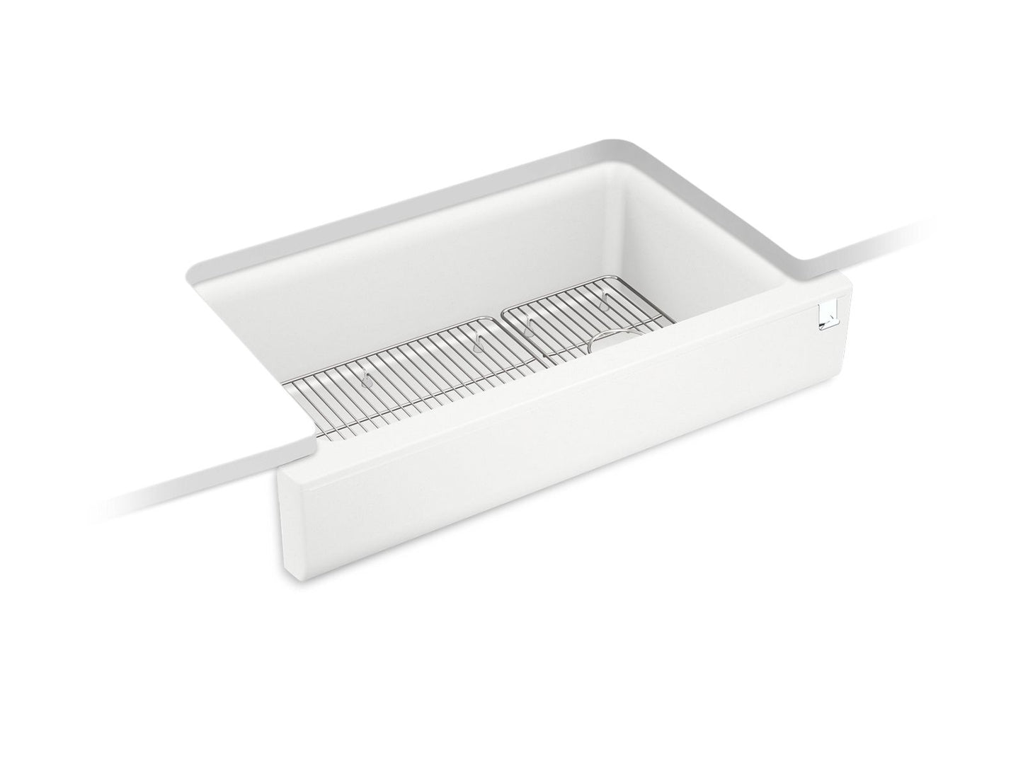 KOHLER K-25784-CM6 Cairn Undermount Single-Bowl Farmhouse Kitchen Sink In Matte White