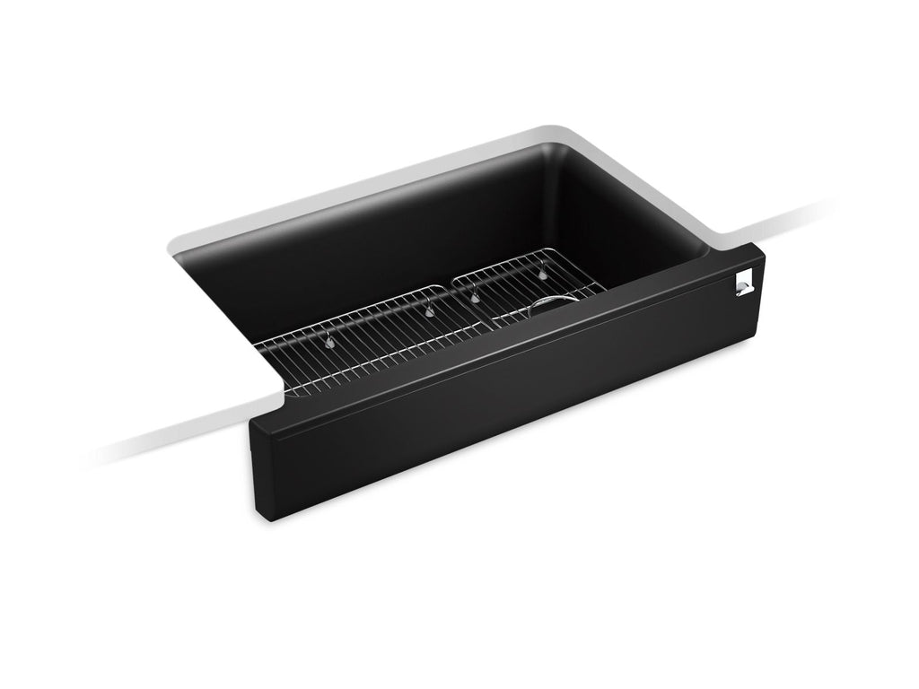 KOHLER K-25784-CM1 Cairn Undermount Single-Bowl Farmhouse Kitchen Sink - Matte Black