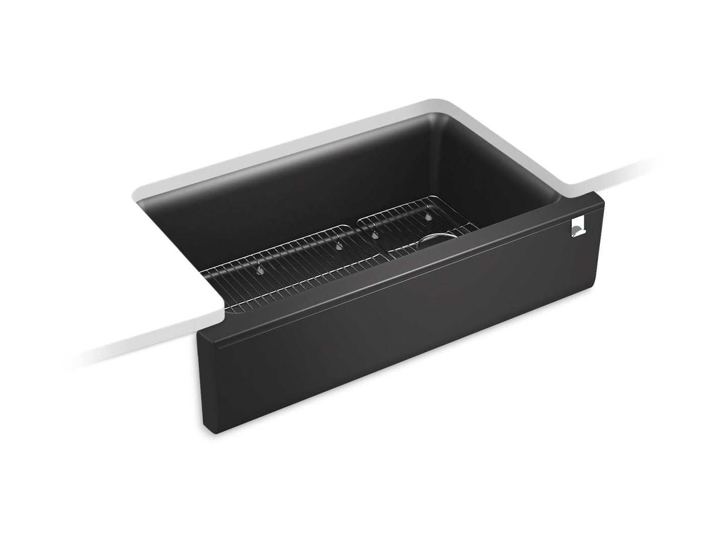 KOHLER K-25786-CM7 Cairn 34" Undermount Single-Bowl Farmhouse Kitchen Sink In Matte Graphite