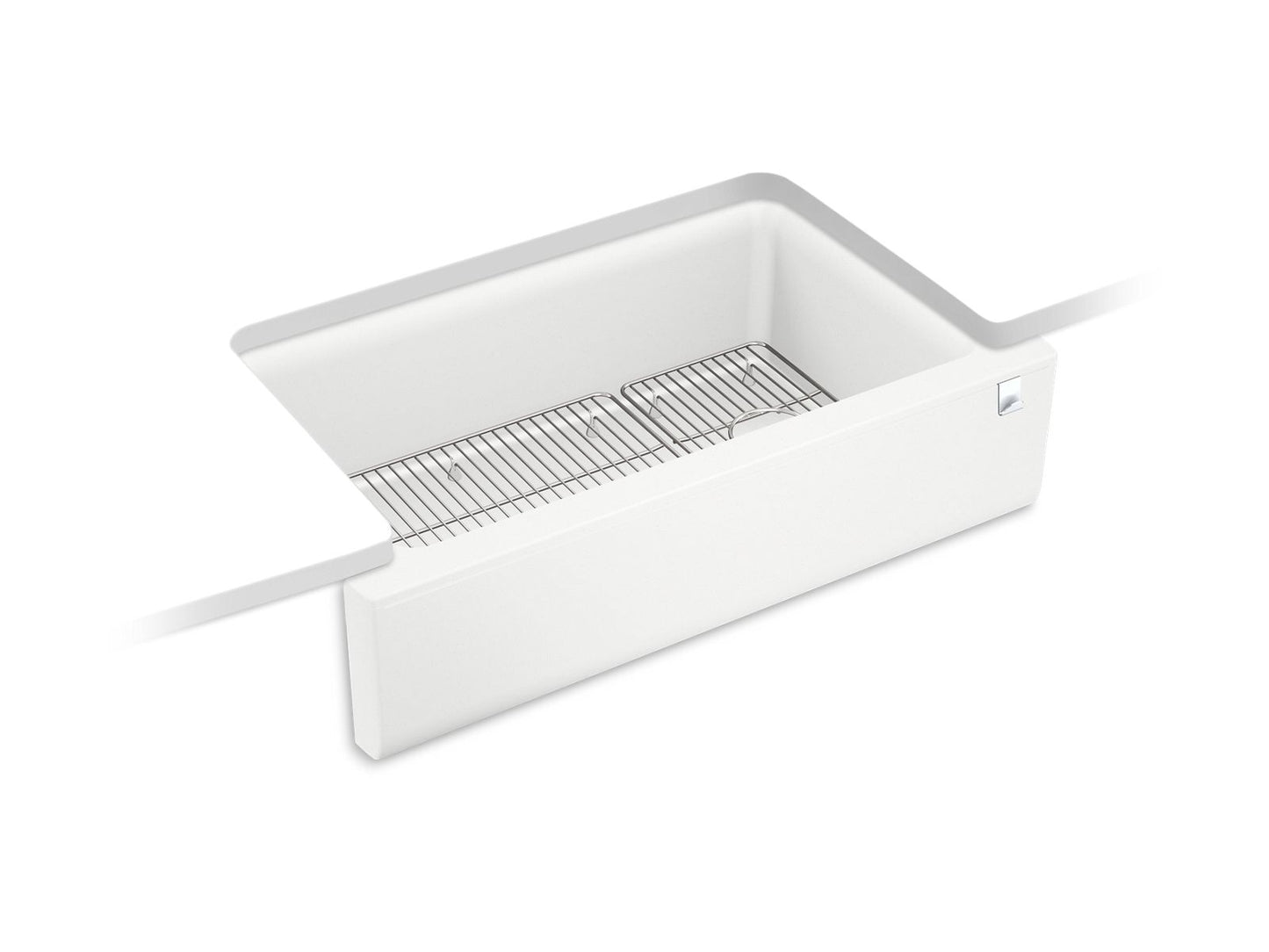 KOHLER K-25786-CM6 Cairn 34" Undermount Single-Bowl Farmhouse Kitchen Sink In Matte White