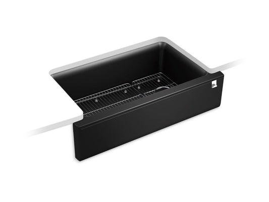 KOHLER K-25786-CM1 Cairn 34" Undermount Single-Bowl Farmhouse Kitchen Sink In Matte Black