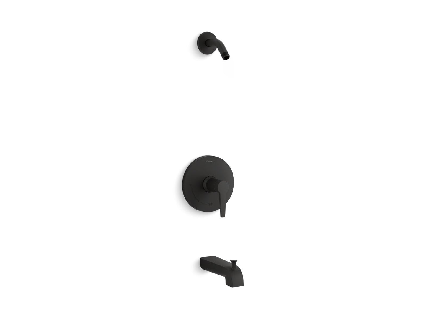 KOHLER K-TLS97074-4-BL Pitch Rite-Temp Bath And Shower Trim Kit, Without Showerhead In Matte Black