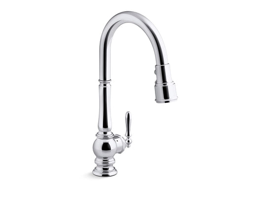 KOHLER K-29709-WB-CP Artifacts Touchless Pull-Down Kitchen Sink Faucet With Kohler Konnect And Three-Function Sprayhead In Polished Chrome