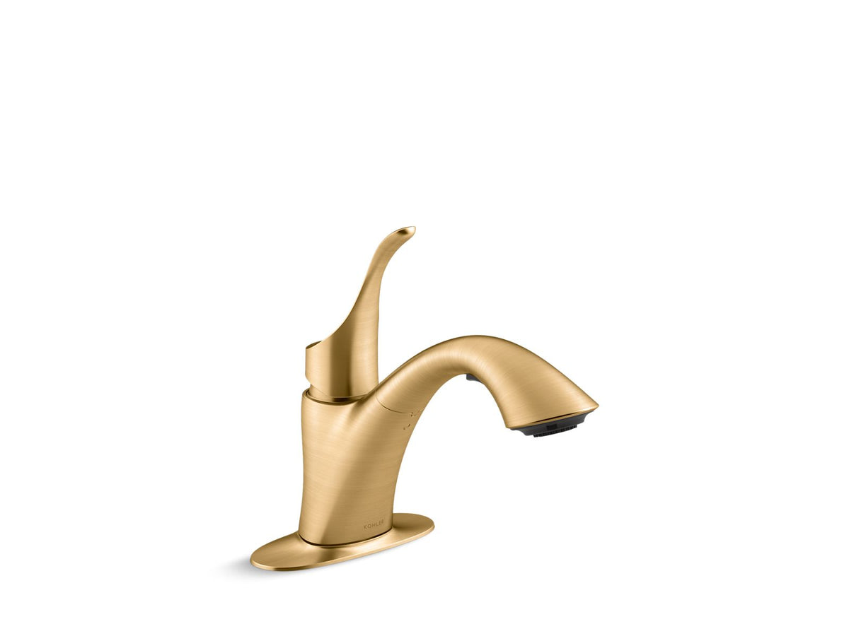 KOHLER K-22035-2MB Simplice Pull-Out Laundry And Utility Sink Faucet With Two-Function Sprayhead - Vibrant Brushed Moderne Brass