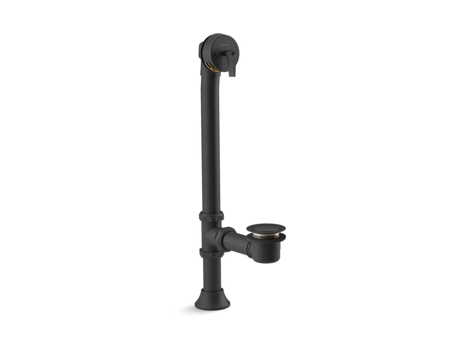 KOHLER K-7178-BL Iron Works Decorative 1-1/2" Adjustable Pop-Up Bath Drain For 5' Whirlpool With Tailpiece - Matte Black