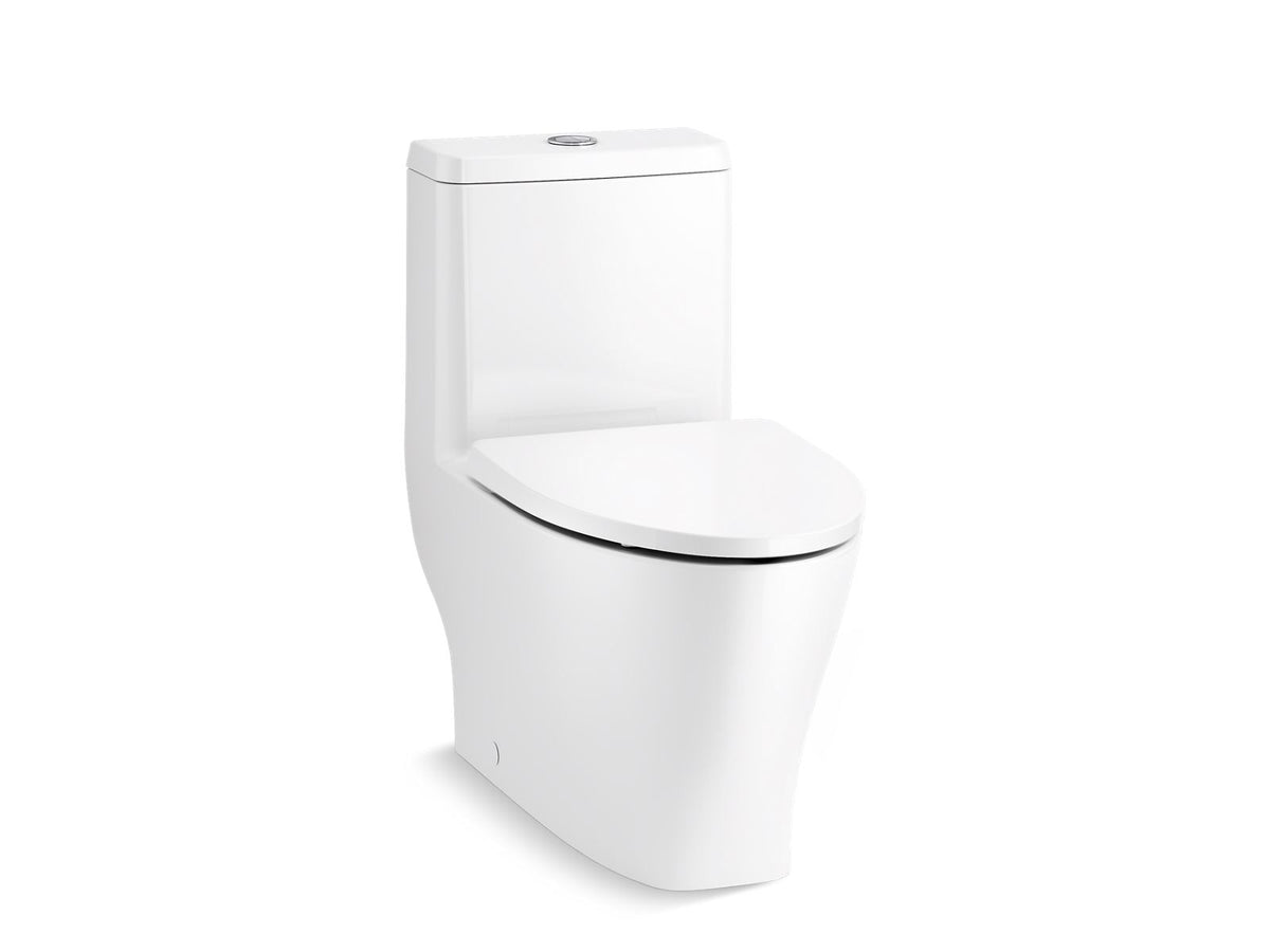 KOHLER K-23188-0 Reach One-Piece Compact Elongated Toilet With Skirted Trapway, Dual-Flush - White