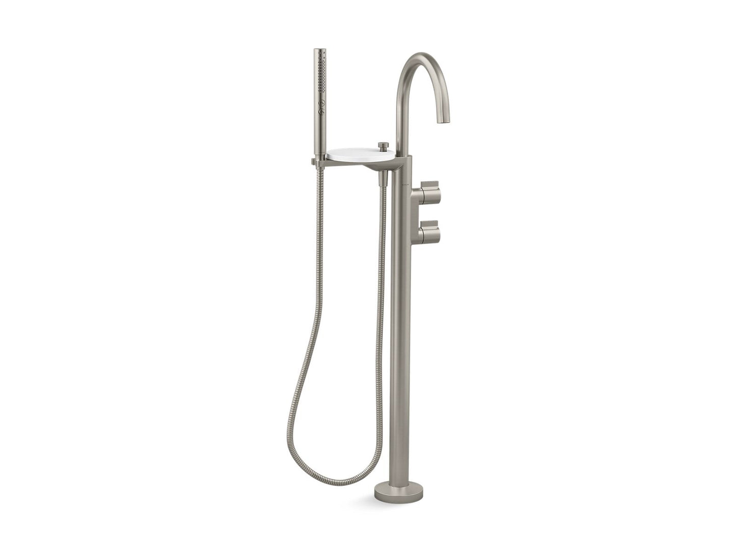 KOHLER K-T77984-4-BN Components Floor-Mount Bath Filler Trim With Lever Handles And Handshower In Vibrant Brushed Nickel