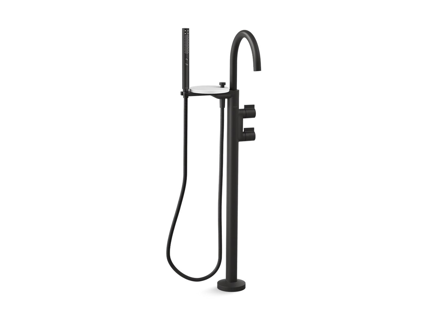 KOHLER K-T77984-4-BL Components Floor-Mount Bath Filler Trim With Lever Handles And Handshower In Matte Black