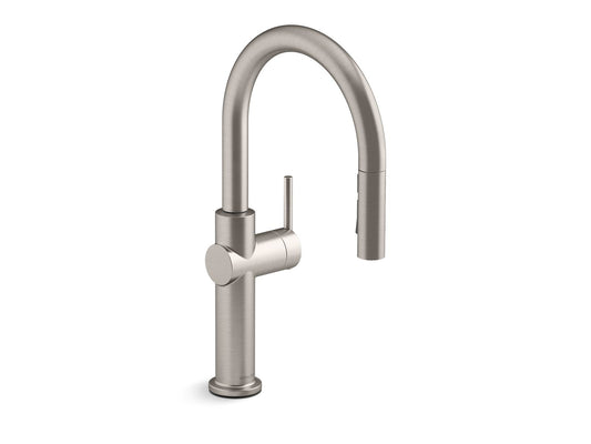 KOHLER K-22972-VS Crue Pull-Down Kitchen Sink Faucet With Three-Function Sprayhead In Vibrant Stainless