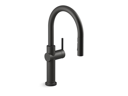 KOHLER K-22972-BL Crue Pull-Down Kitchen Sink Faucet With Three-Function Sprayhead In Matte Black