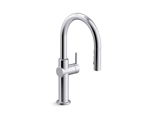 KOHLER K-22974-WB-CP Crue Touchless Pull-Down Kitchen Sink Faucet With Kohler Konnect And Three-Function Sprayhead In Polished Chrome