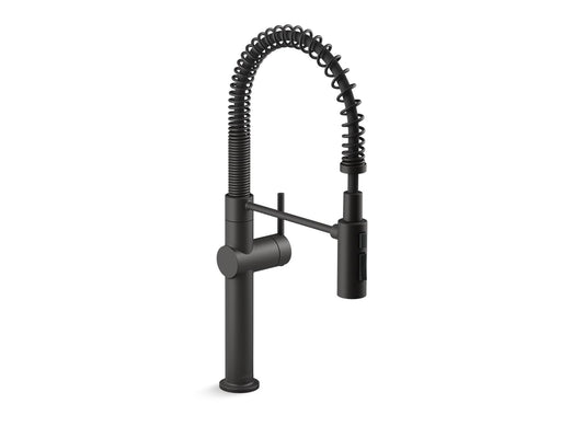 KOHLER K-22973-BL Crue Semi-Professional Kitchen Sink Faucet With Three-Function Sprayhead In Matte Black