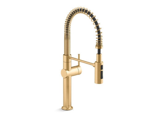 KOHLER K-22973-2MB Crue Semi-Professional Kitchen Sink Faucet With Three-Function Sprayhead In Vibrant Brushed Moderne Brass