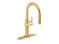 KOHLER K-22974-WB-2MB Crue Touchless Pull-Down Kitchen Sink Faucet With Kohler Konnect And Three-Function Sprayhead In Vibrant Brushed Moderne Brass