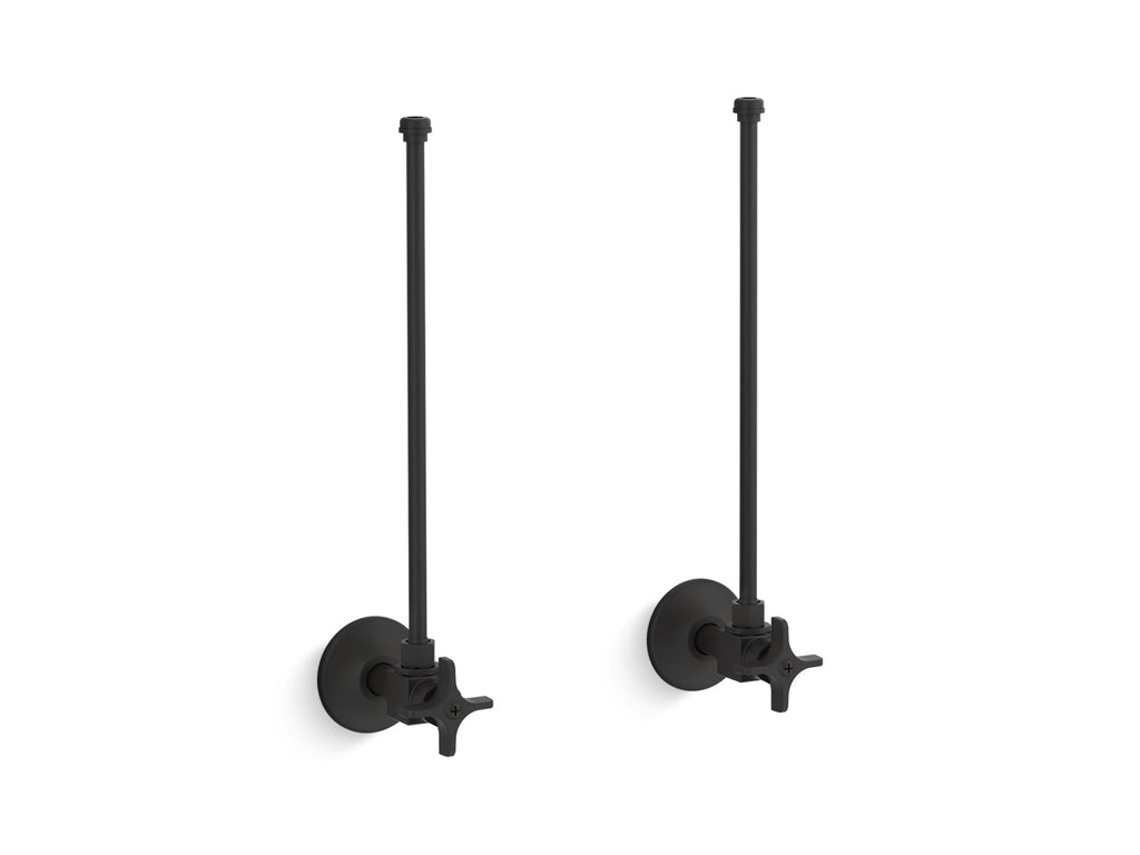 KOHLER K-7605-P-BL Pair 3/8" Npt Angle Supplies With Stop, Cross Handle And Annealed Vertical Tube - Matte Black