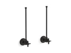 KOHLER K-7605-P-BL Pair 3/8" Npt Angle Supplies With Stop, Cross Handle And Annealed Vertical Tube - Matte Black
