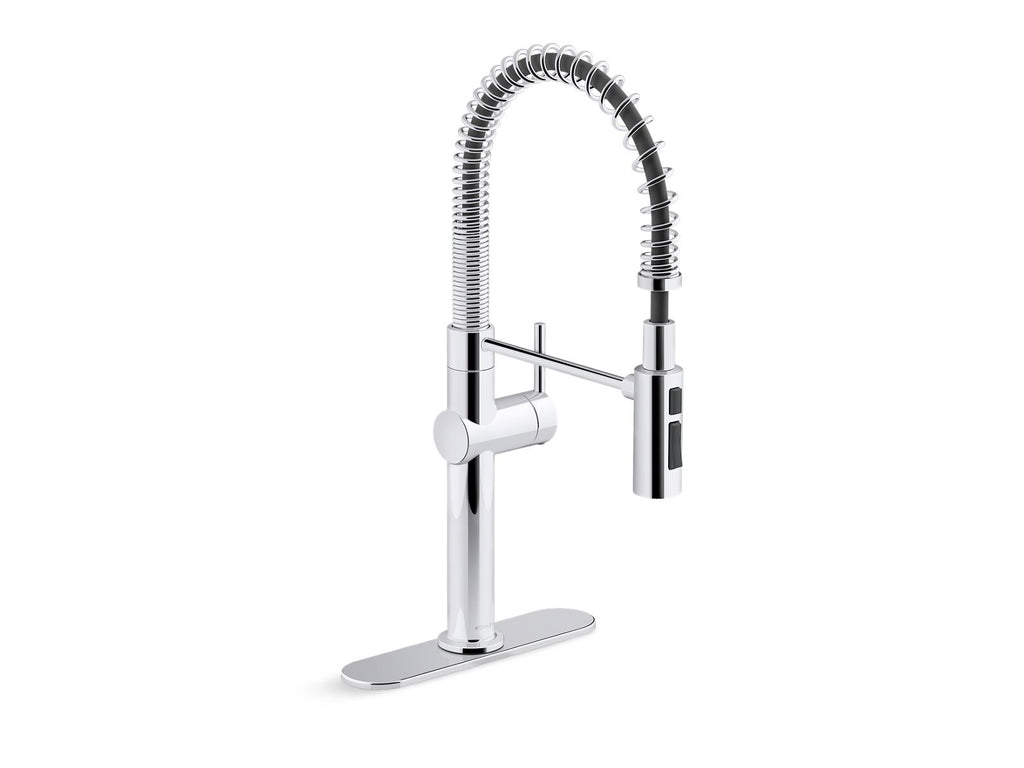 KOHLER K-22973-BL Crue Semi-Professional Kitchen Sink Faucet With Three-Function Sprayhead - Matte Black