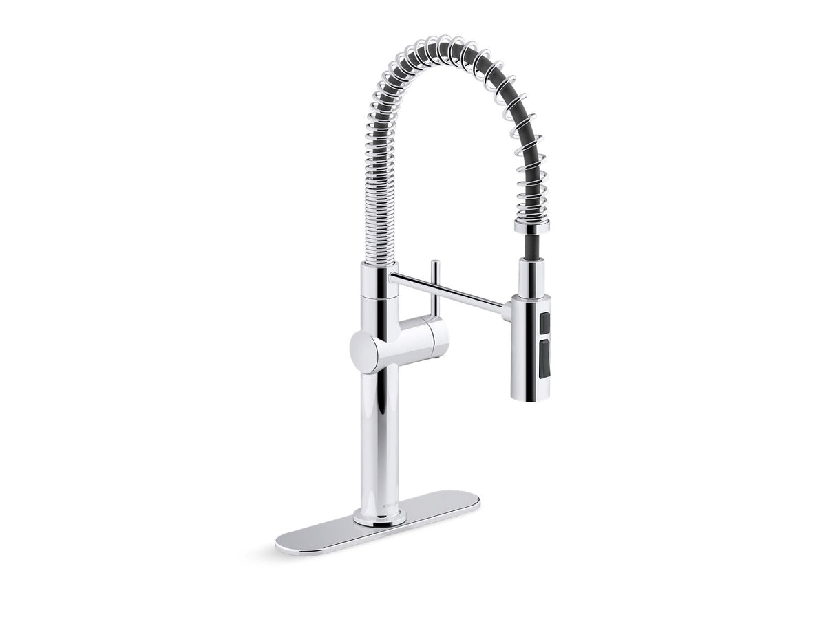KOHLER K-22973-BL Crue Semi-Professional Kitchen Sink Faucet With Three-Function Sprayhead - Matte Black