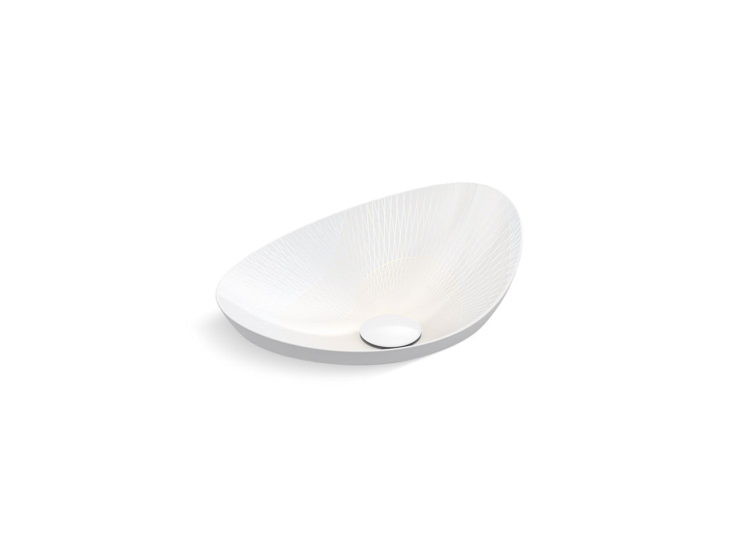 KOHLER K-24386-JE-0 18.02 By Janet Echelman Veil 21" Oval Vessel Bathroom Sink, No Overflow In White