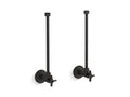 KOHLER K-7606-P-BL Pair 1/2" Npt Angle Supplies With Stop, Cross Handle And Annealed Vertical Tube - Matte Black
